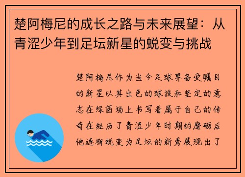 楚阿梅尼的成长之路与未来展望：从青涩少年到足坛新星的蜕变与挑战